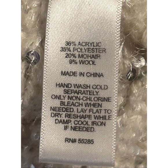 Express Women's Cream Ivory 3/4 Sleeve Open Front Knit Cardigan Size Medium (588 - Picture 4 of 5